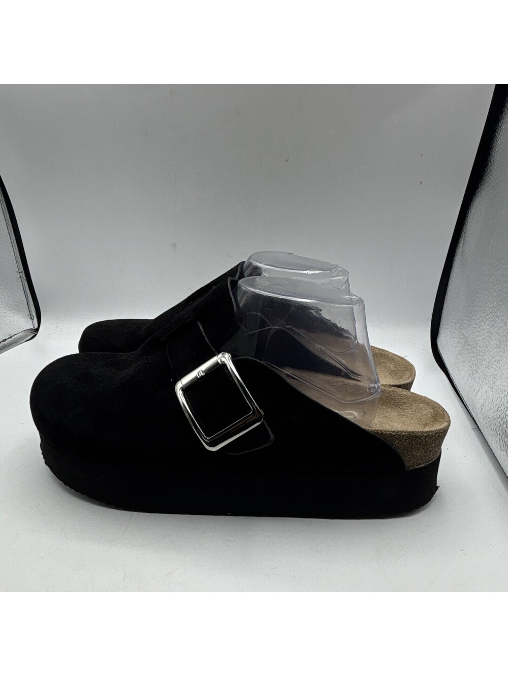 Madden Girl CUTIEPIE Women Black Textile Clog Mule Buckle Strap Shoes Size 11M - Picture 3 of 8